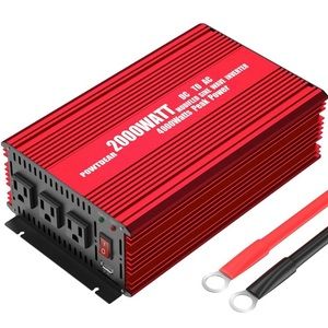 POWTDEAR Power Inverter 2000 Watt DC 12V to 110V AC  2.4A USB 3 AC Outlets
